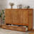 Queen Size Pine Wood Murphy Cabinet Bed with Built-in USB Charging and Geometric Panel – Light Walnut-1134162839