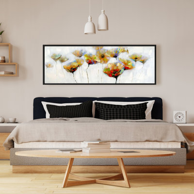 Orange Botanical Canvas | Colour Spotted Flowers Framed Art