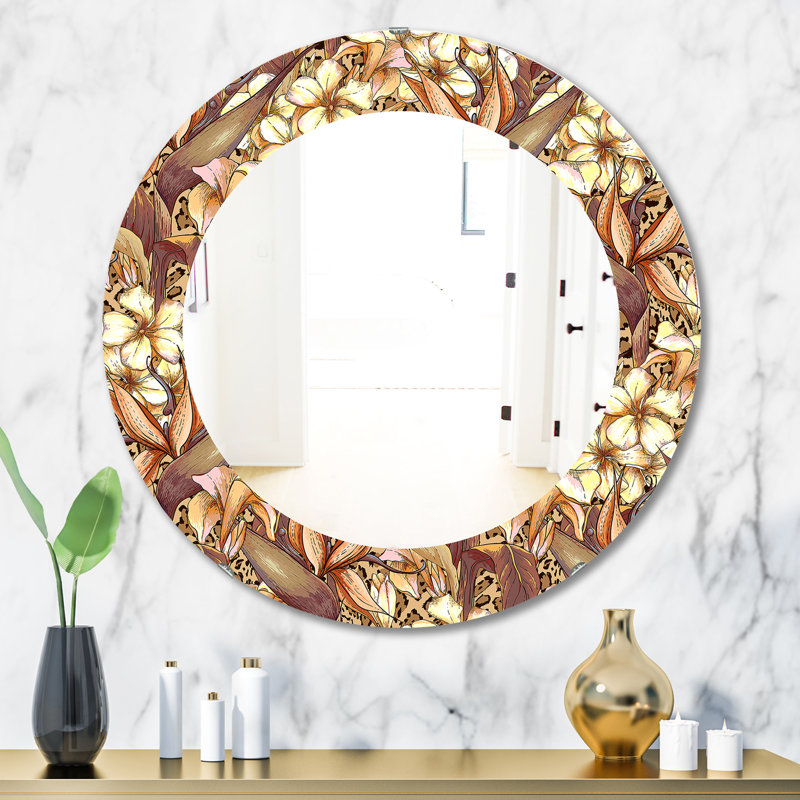 Miroir mural Exotic Flowers, H 23,6 po x l 23,6 po