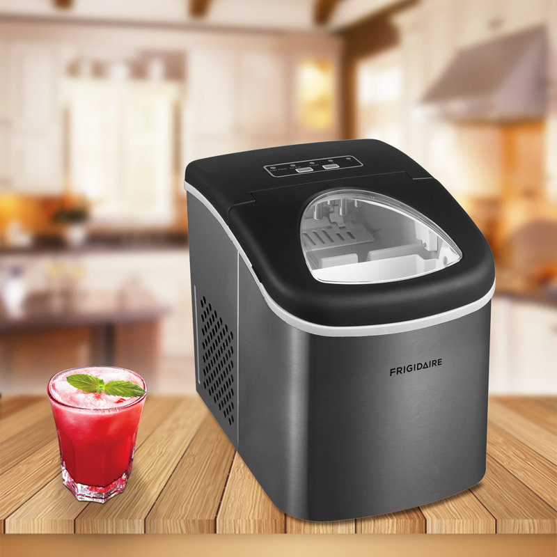 Frigidaire 26 lbs. Capacity Countertop Ice Maker, Bullet Ice Maker with Transparent Window, Black Stainless