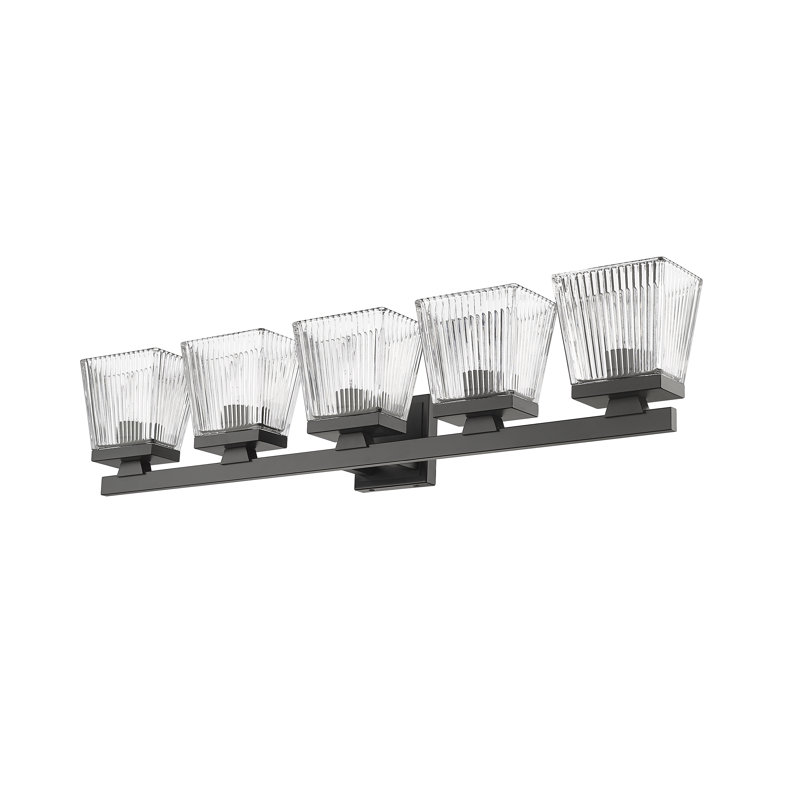 Meuble-lavabo 5 lumières Panora, Noir mat