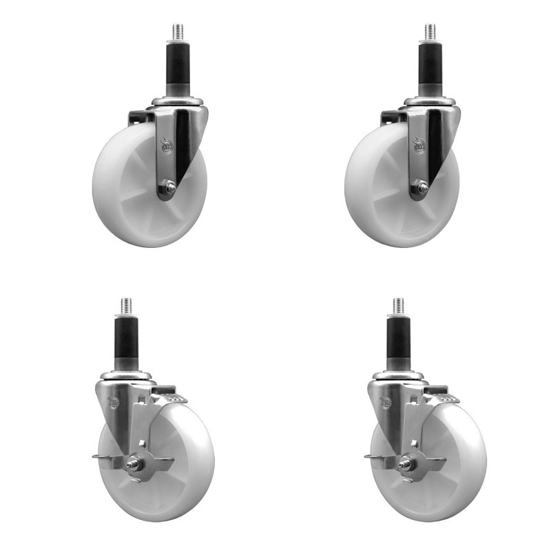 Ensemble de roulettes extensibles en nylon pivotant à roue pivotante de 1-1 / 8 pouce 2 pouces SCC