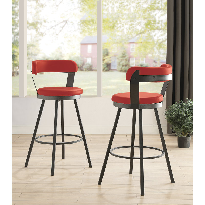 Laub Swivel Upholstered Counter Stool, Red, Bar Stool (30" Seat Height)