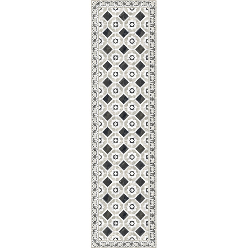 Jodie Black/White Indoor/Outdoor Kitchen Mat, Runner 66 x 250cm