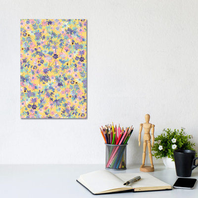 Daisies Floral Mustard - Wrapped Canvas Painting - Wrapped Canvas Painting