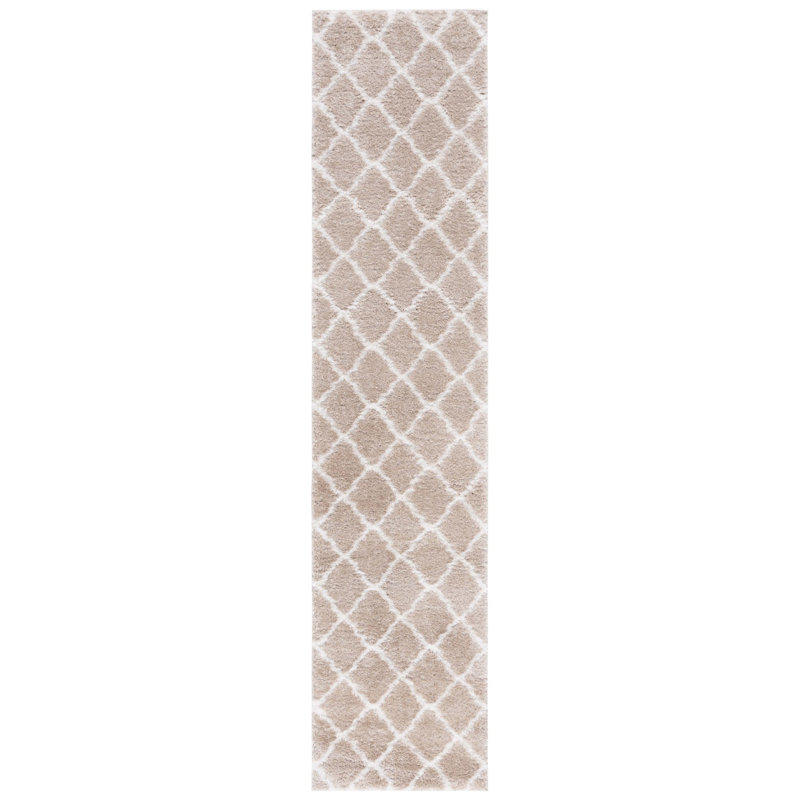Tapis beige / blanc Daneshia, Tapis de couloir 2 pi x 9 pi