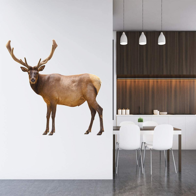 Adhésif mural Union rustique, cerf et animaux sauvages - PAS35, H 16 po x l 19 po