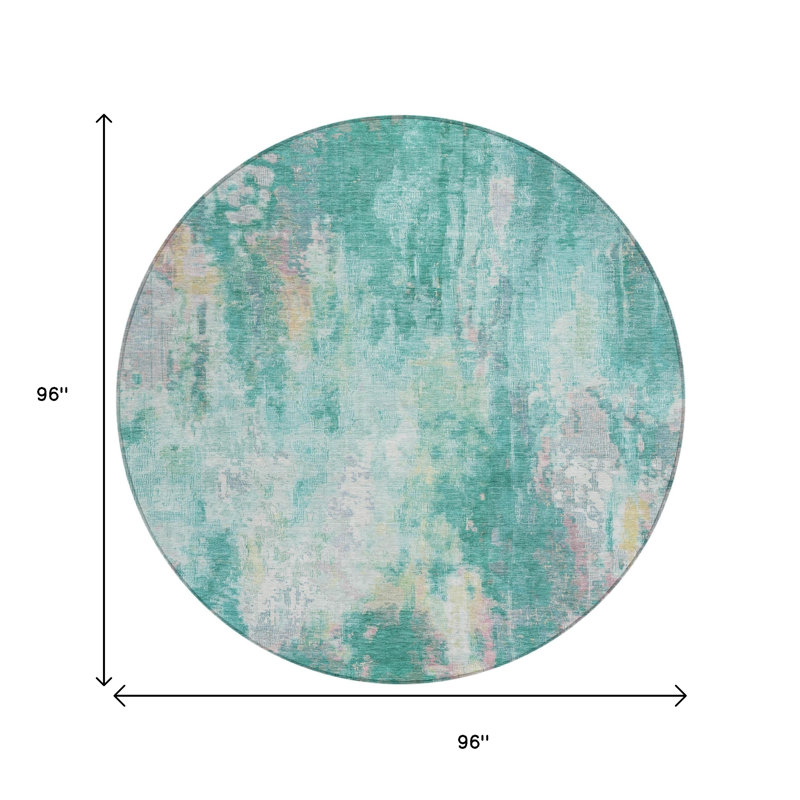 Tapis rond bleu 8 po