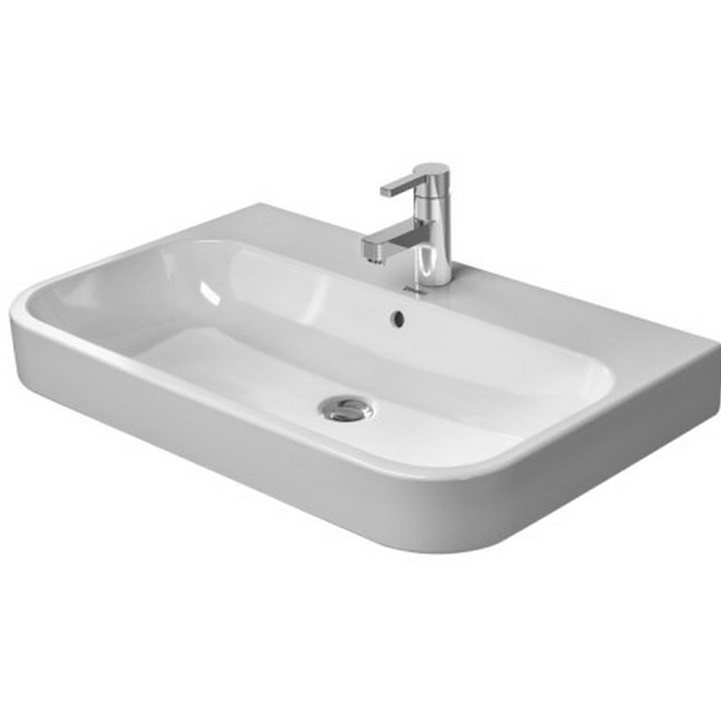 Lavabo de salle de bain mural en céramique avec trop-plein Duravit Happy D.2