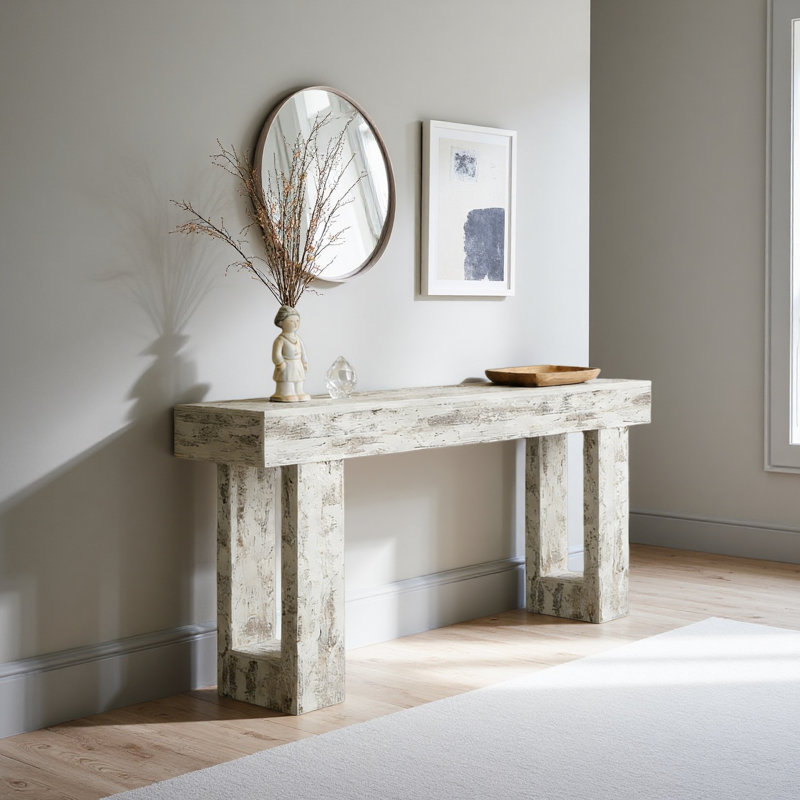 Stable TV Stand,Elegant Console Table,Wooden Side Table, Vintage White