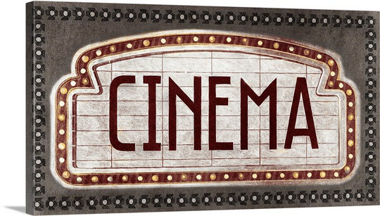 Cinéma par Banducci - publicité imprimée, H 32 po x l 60 po x P 1,5 po, Toile