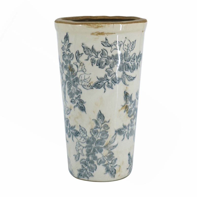 Vase à fleurs avec une bouche large, H 9,6 po x l 5,3 po x P 5,3 po