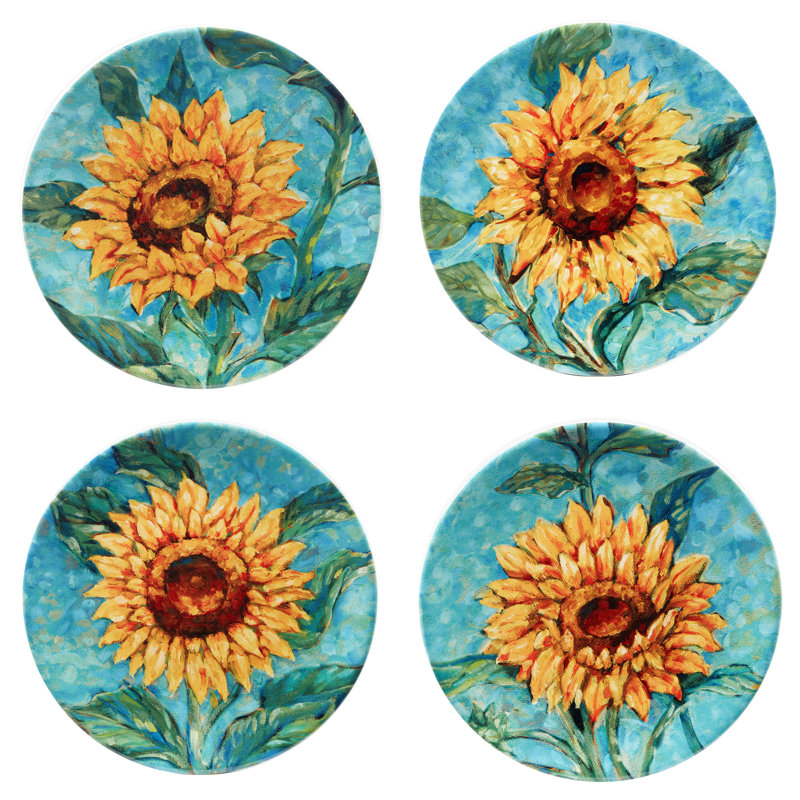 Ensemble de 4 assiettes à salade Golden Sunflowers