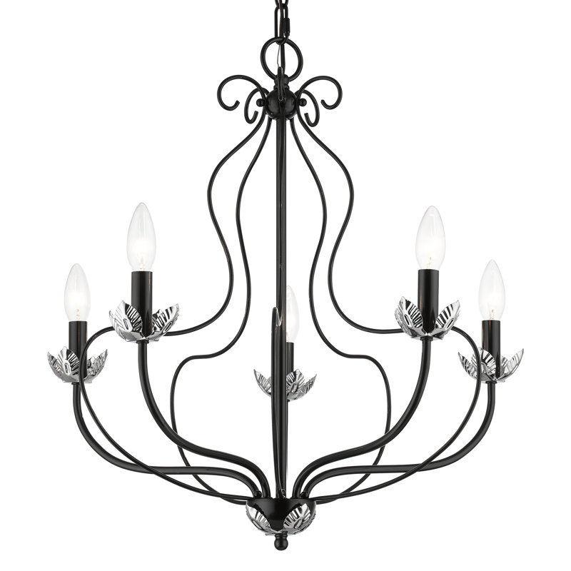 Bellamira Mallory 5-Light Dimmable Chandelier, Shiny Black