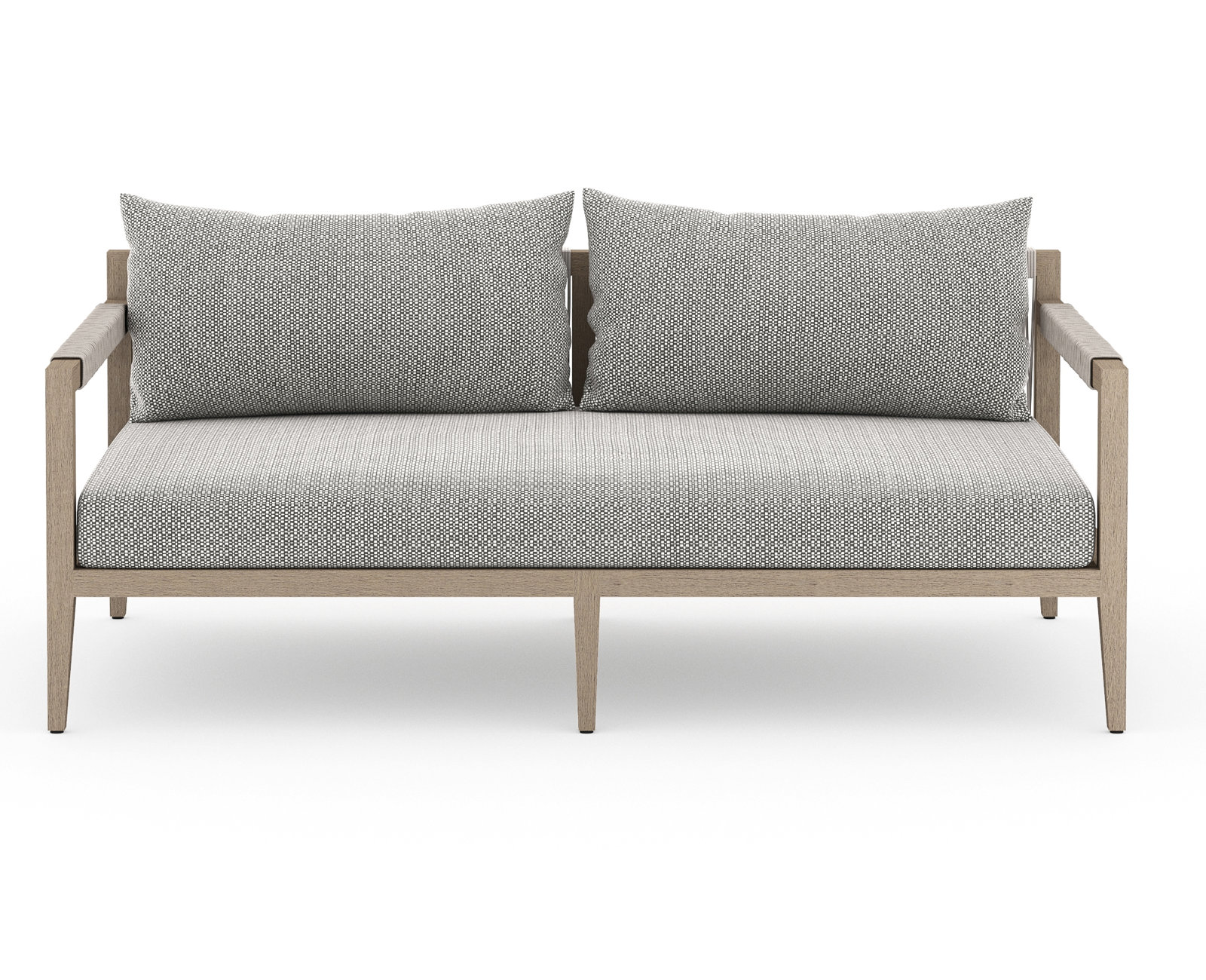 Kristine 63'' Wide Loveseat with Cushions, Washed Brown, Gray Cushion/Brown/Gray Frame