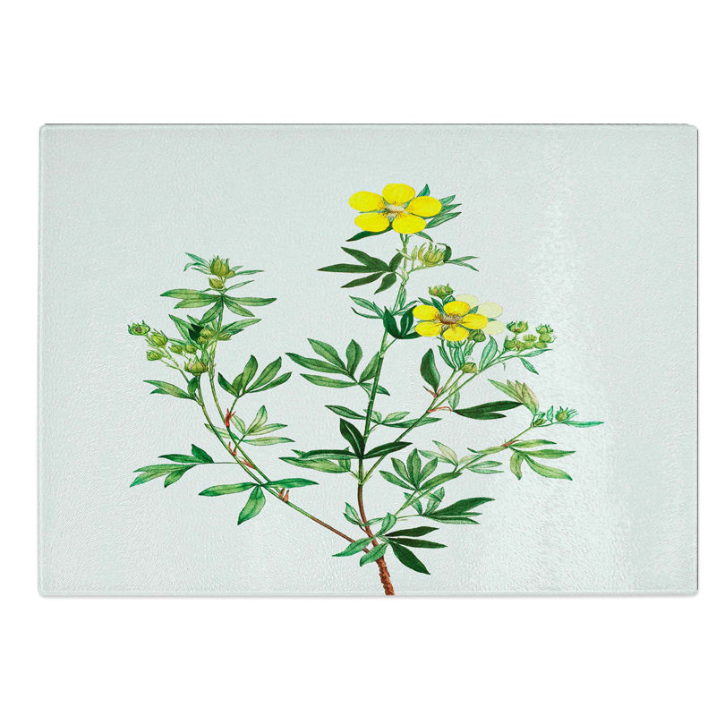 Tempered Glass Yellow Buttercup Flowers by Pierre-Joseph Redoute Chopping Board, 39 cm W x 28.5 cm L
