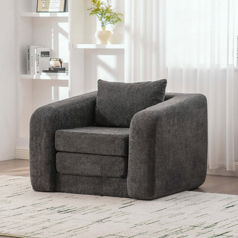 Canapé-lit pliable convertible - Chenille - Gris, Gris