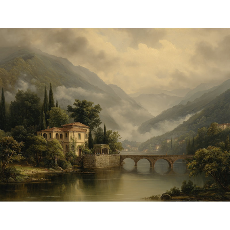 Art mural traditionnel pont traditionnel serein, 200 po x 120 po, Peler et coller