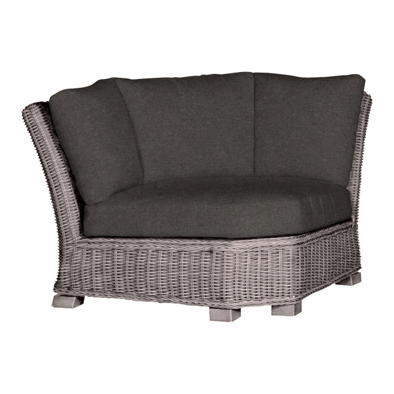 Rustic Woven Sectional Corner, Rollo Chambray InsideOut® Linen, No Welt, Oyster