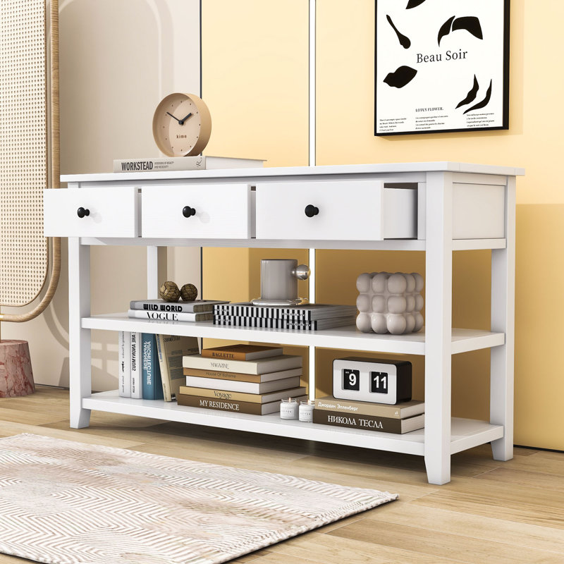 50" Console Table, Antique White, Antique White
