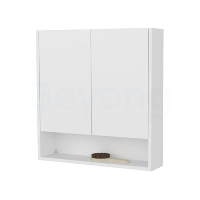 White Wall-Mounted Medicine Cabinet with 2 Doors and 3 Shelves