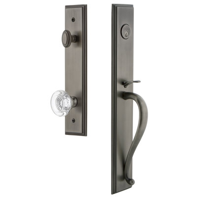 Carré One-Piece Handleset with Single Cylinder Deadbolt and S Grip with Bordeaux Knob