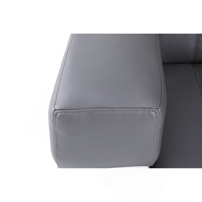Causeuse en cuir italien Global United, Gris foncé, Argent argent