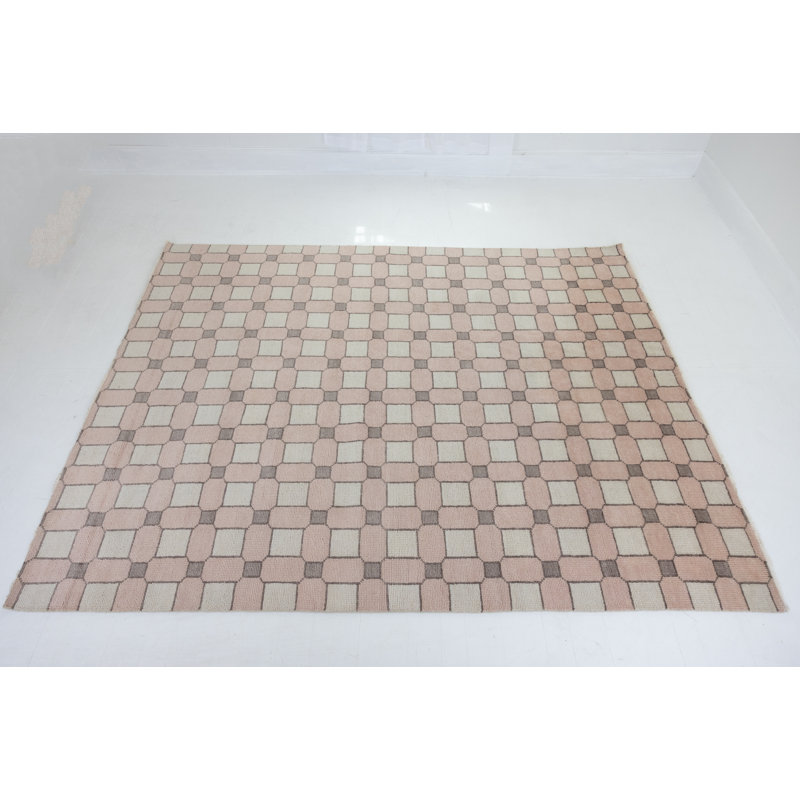 Hand Knotted Wool Geometric Area Rug, Square 10'