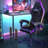 Reclining Gaming Chair with LED Lights and Headrest-943278517