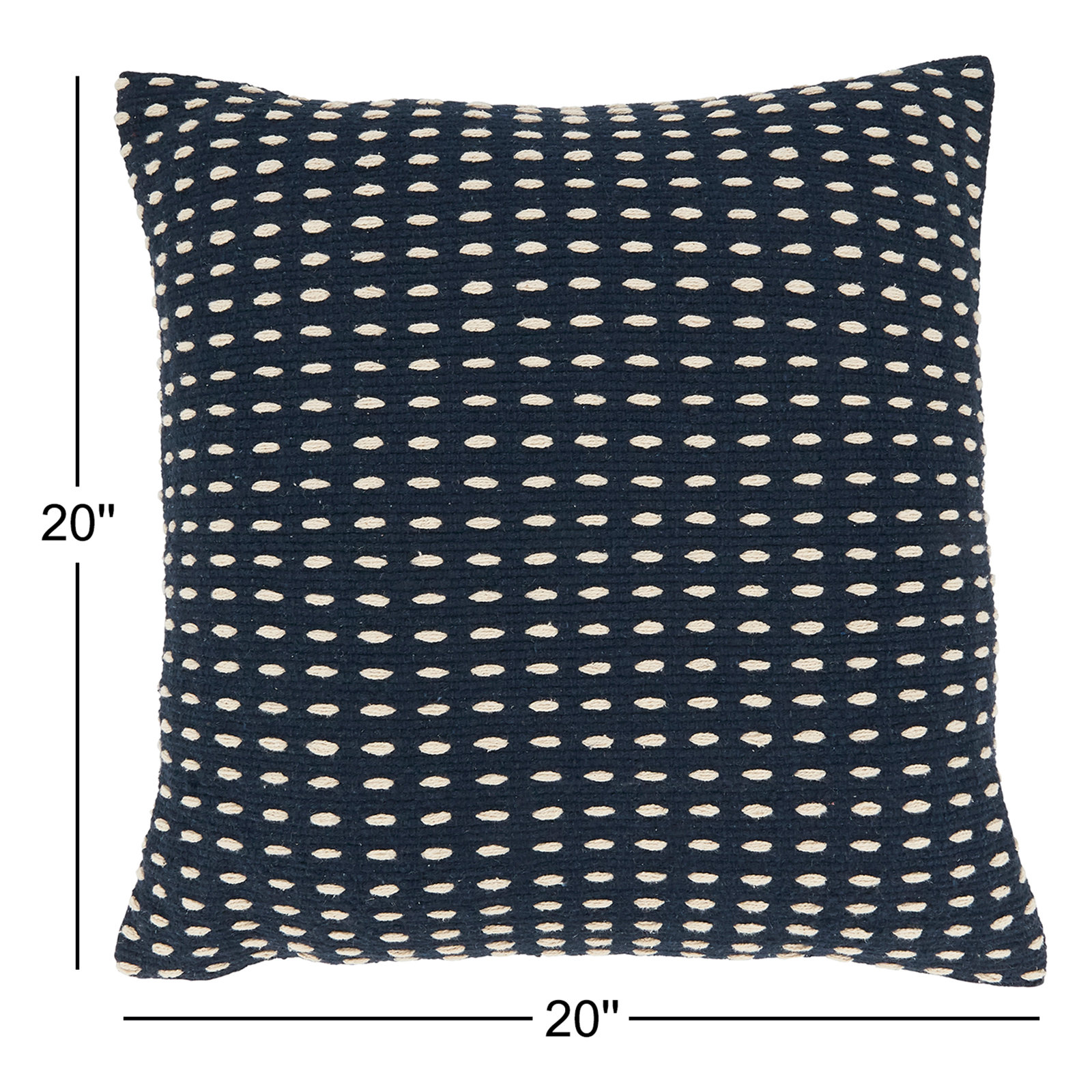 Elya 20" x 20" Cotton Pillow Cover, Down Blend, Navy Blue