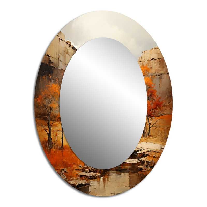 Bold Landscape Canyon Desert IV - Orange Oval Wall Mirror Decor, 40" x 30"