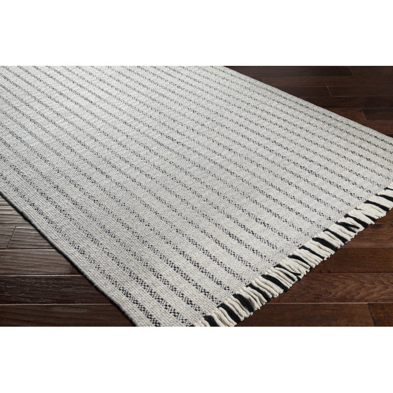 Tapis ivoire en laine à rayures Chudleigh, Rectangle 8 pi 10 po x 12 pi