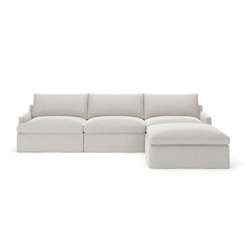 Wrenley 4-Piece Slipcovered Modular Sectional, Drusky Ivory Sustain® Basketweave