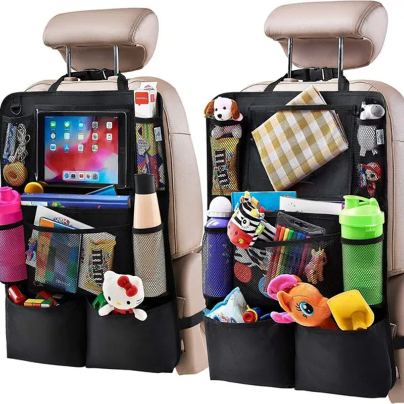 Ensemble de 2 ensembles de dossier de siège de voiture, tapis universel avec support pour tablette et rangement multi-poches pour les enfants