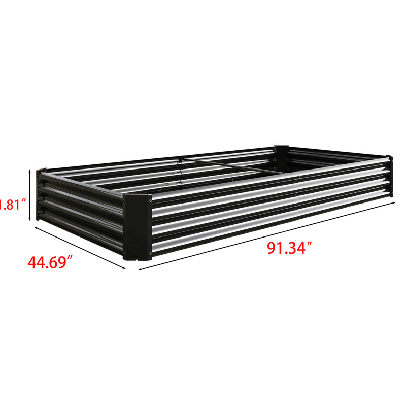 Lit de jardin surélevé en métal noir, 7,6 x 3,7 x 0,98 pi, facilitant l'entretien des plantes - L 7,6 pi x l 3,7 po x H 0,98 po - noir, convient à diverses plantes