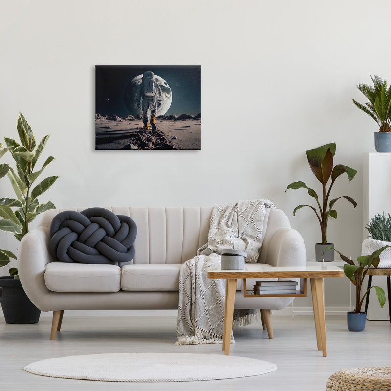 «Man On Moon Outer Space Astronaut», impression sur toile, H 24 po x l 30 po x P 1,5 po