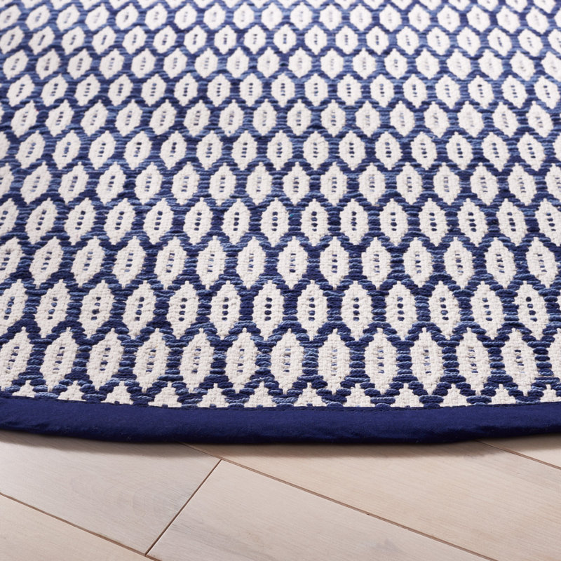 Tapis géométrique en coton tissé à la main Modena, Rond 6 pi