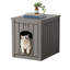 Maison pour animaux 3-en-1 en résine: Enceinte de litière cachée avec table d'appoint (brun clair)-578886056