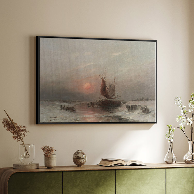 Paysage rétro - CCLxxxi, toile tendue avec châssis encadré, Noir, H 25 po x l 37 po