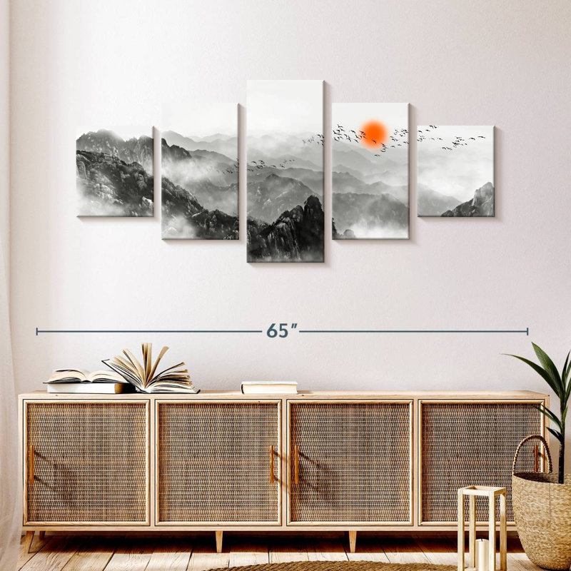 Traditional Chinese Mountain, 24" H x 55" W