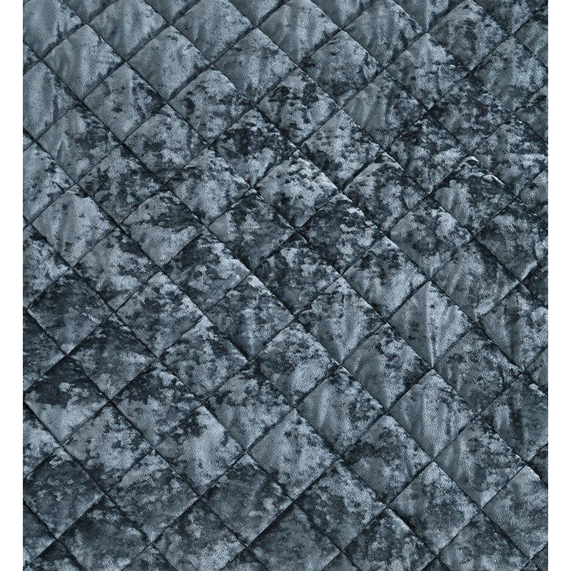 Diamond Stitch Reversible Plush Distressed Velvet Quilt Set, Storm Blue, King Quilt + 2 King Shams