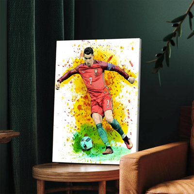 1 PC, art mural, affiches encadrées, Cristiano Ronaldo, équipe nationale du Portugal, étoile de football, toile, art mural, peinture décorative pour le salon, chambre à coucher, bureau, sport, ventilateur, cadeau, décoration moderne, impression de haute qualité