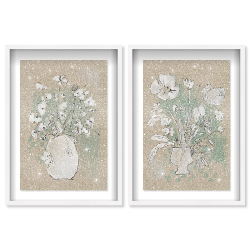 Spring Energy Set by Oliver Gal, 37.5" H x 25.5" W, White Shadowbox