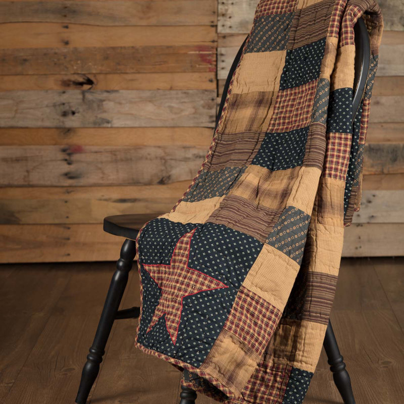 Patriotic Patchwork Cotton Reversible Throw Blanket