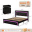 Structure de lit plateforme tapissier avec lumières DEL et ensemble de chambre à coucher avec tables de chevet à DEL assorties-1648181535-1648181532