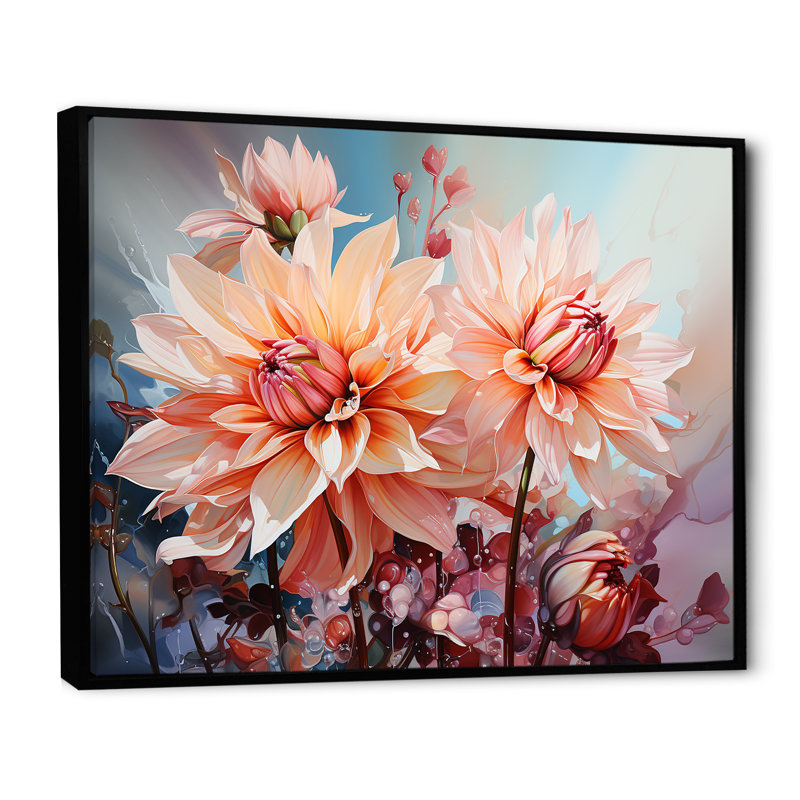 Impression sur toile Coral Dahlia Charm I - Dahlia, Cadre flottant noir, H 24 po x l 32 po