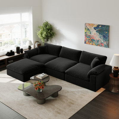Upholstered Sectional Sofa, Cloud Couch Modular Sofa Deep Seat Couch for Living Room Bedroom