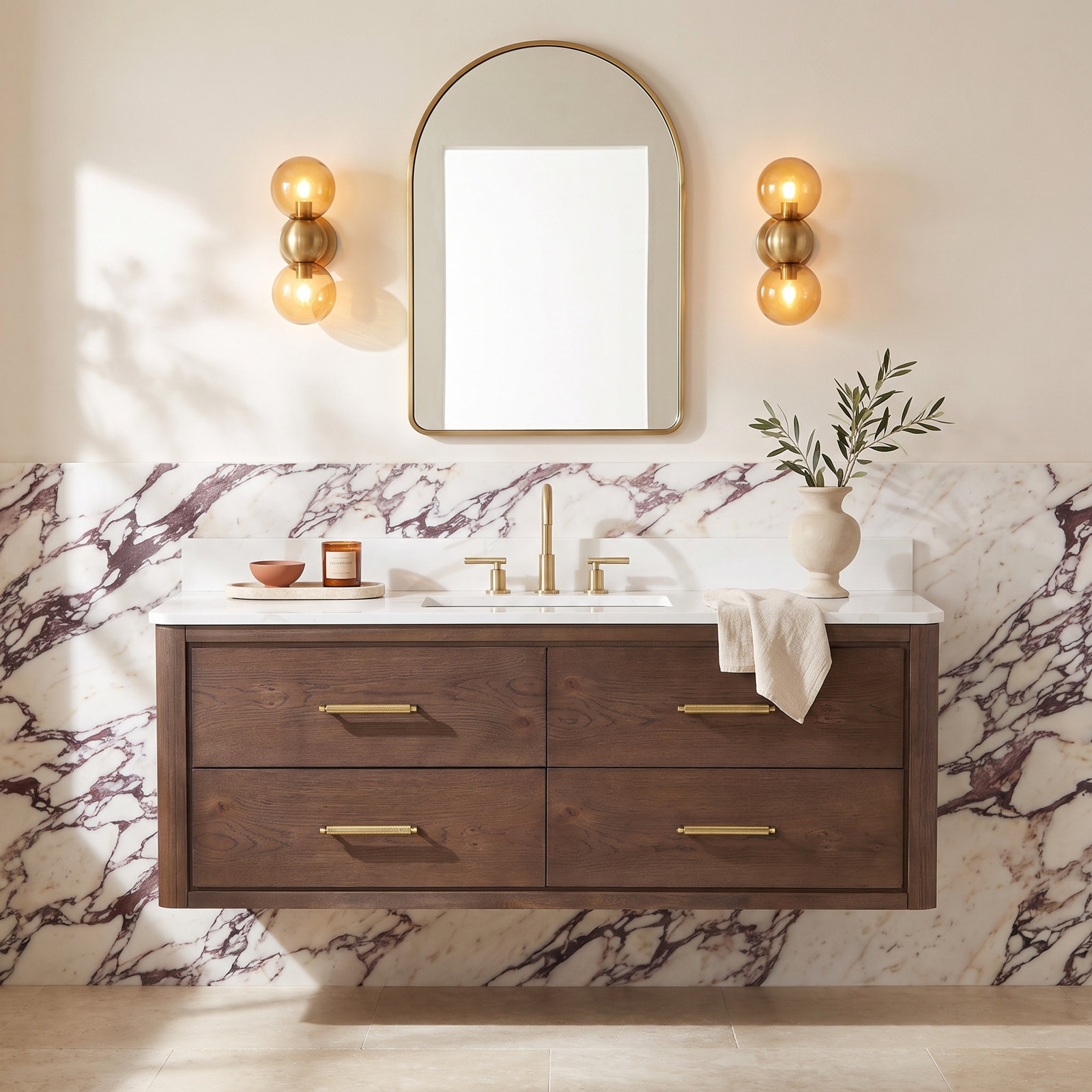 Cristo 55'' Single Bathroom Vanity, Dark Brown Oak