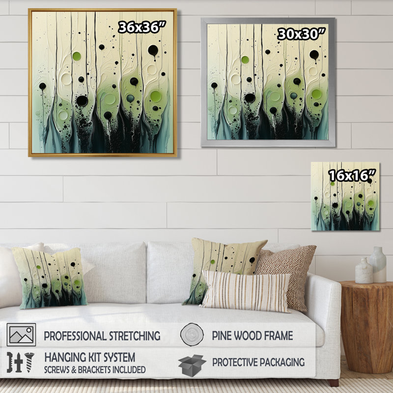 Reproduction d'art sur toile, "Rythme ruisselant de la nature", H 36 po x l 36 po, Impression encadrée flottante, Doré