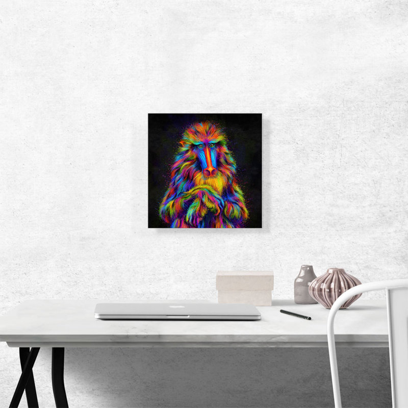 «Baboon Monkey Papio», impression sur toile tendue, H 12 po x l 12 po x P 0,75 po